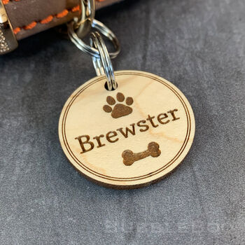 Personalised Wooden Round Pet ID Tag, 7 of 8