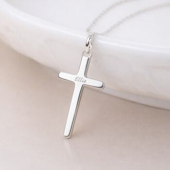 Personalised Sterling Silver Cross Pendant Necklace, 4 of 10