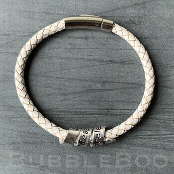 Personalised White Leather Secret Message Bracelet, 5 of 10