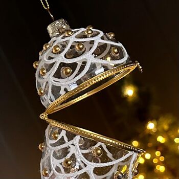 Glass Gold Oval Casket Christmas Tree Bauble, 2 of 2