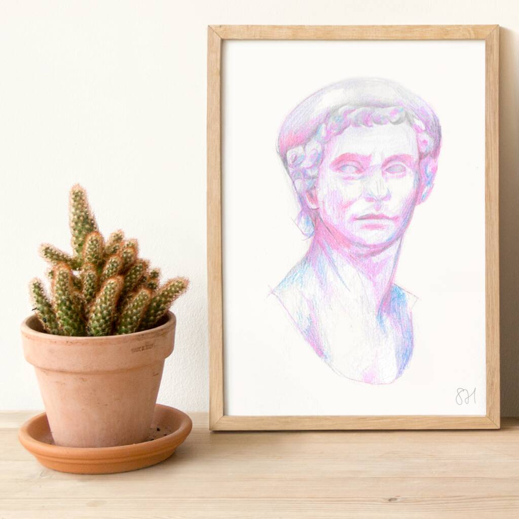 Classical Bust Drawing Print By Sarah Jane Hallam