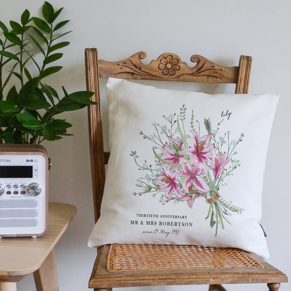 30th Anniversary Flower Bouquet Cushion, 1 of 4