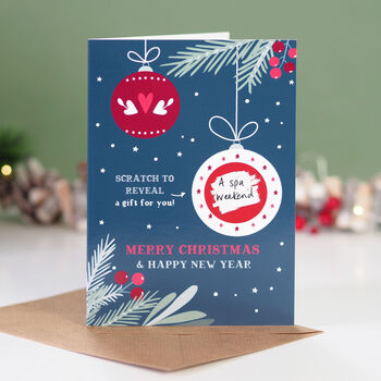 Bauble Scratch Off Surprise Gift Christmas Card, 2 of 5