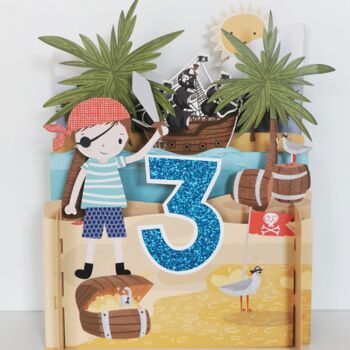 3rd Birthday 3D Card With Pirate And Treasure, 2 of 3