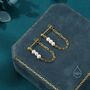 Sterling Silver Genuine Irregular Shape Pearl And Chain Earrings, thumbnail 2 of 12