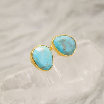 Turquoise Gold Plated Sterling Silver Studs, 4 of 7