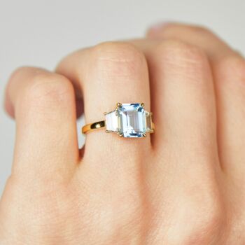 18ct Gold Aquamarine And Diamond Engagement Ring, 4 of 4