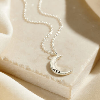 Small Personalised Crescent Moon Necklace, 2 of 8