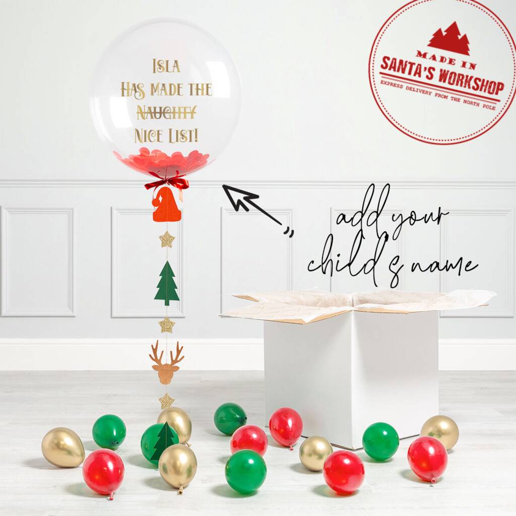 Personalised Santa's Nice List Christmas Bubble Balloon, 1 of 3