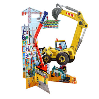 Pop Up 3D Pendulum Moving Digger Birthday Card, 2 of 4