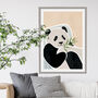 Panda Scandi Nursery Decor Art Print Beige Neutral, thumbnail 1 of 4