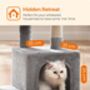 72cm Three Level Grey Cat Tree With Three Pompoms, thumbnail 6 of 8