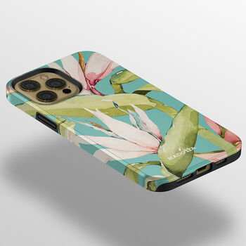 Teal Tropical Flowers Tough Case For iPhone, 2 of 4