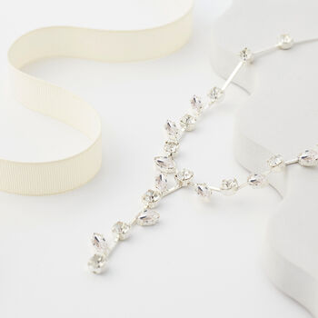 Leaf Shaped Swarovski Crystal Y Necklace, 6 of 10