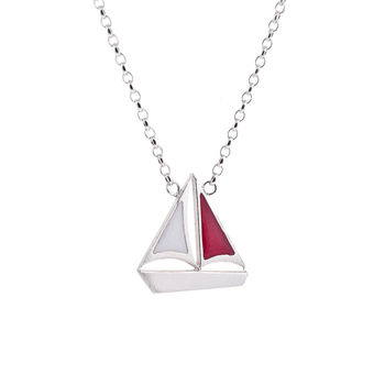 Silver Sail Boat Necklace, 4 of 5