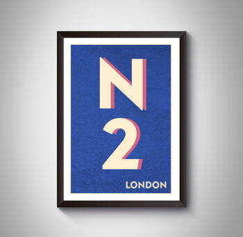 N2 Hampstead, Finchley London Postcode Print, 11 of 11