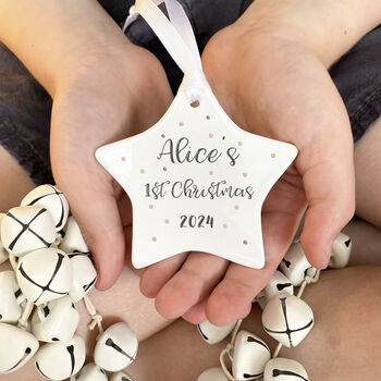 Baby First Christmas Personalised Star Decoration, 3 of 5