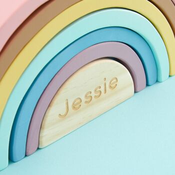 Personalised Wooden Rainbow Stacker 12m+, 2 of 3