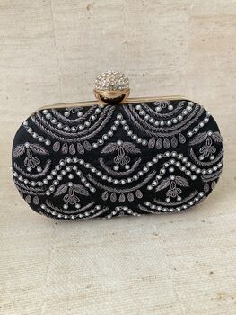 Black Handcrafted Oval Clutch Bag, 5 of 5