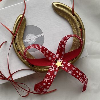 Personalised Christmas Snowflake Lucky Wedding Horseshoe, 2 of 2