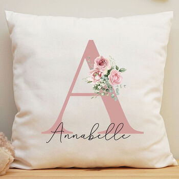 Personalised Initial Floral Name Cushion, 3 of 3