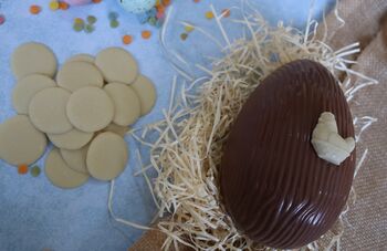 Organic Milk Chocolate Easter Egg With White Chocolate Easter Animal And White Buttons, 5 of 6