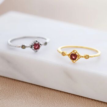 Vintage Inspired Natural Garnet Red And Opal Ring, 3 of 11