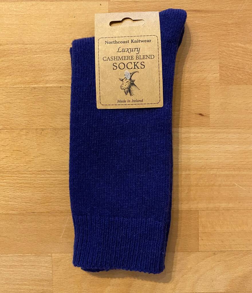 Mens Cashmere Blend Socks Royal Blue By Heliotique
