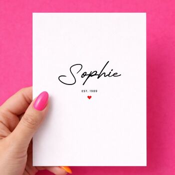 Happy Birthday Personalised Name And Established Birth Date Birthday Card, 3 of 6