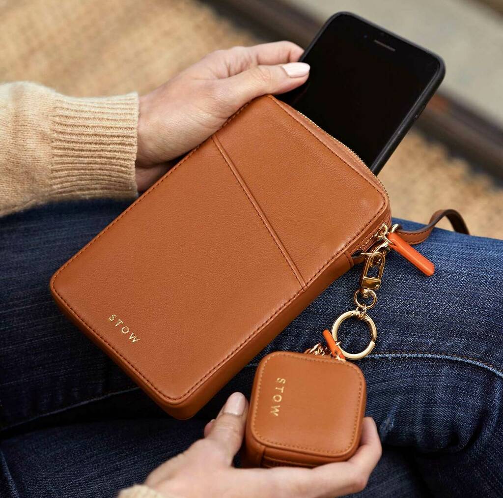 Leather Crossbody Phone Wallet And Air Pod Case Bundle By Stow ...