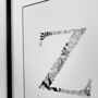 'Letter Z' Linear Illustration Print, thumbnail 7 of 7