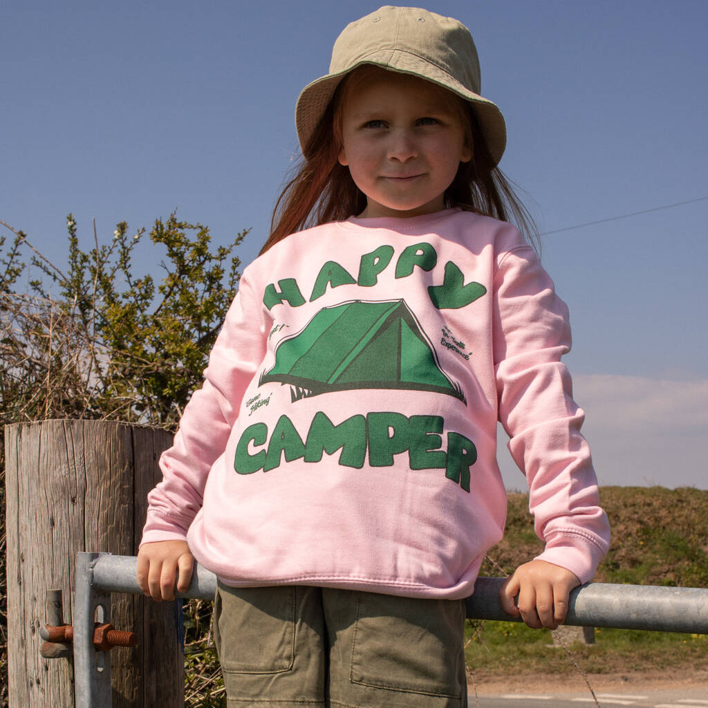 Happy Camper Girl's Slogan Sweatshirt, 1 of 5