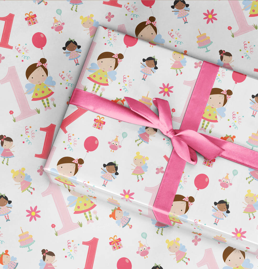 1st Birthday Wrapping Paper Roll Or Folded Fairy V1 By The Wrapping ...