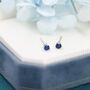Tiny Sapphire Blue Cz Stud Earrings In Sterling Silver, thumbnail 4 of 12
