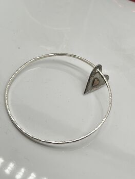 Handmade Sterling Silver Whimsy Heart Charm Bangle, 2 of 5
