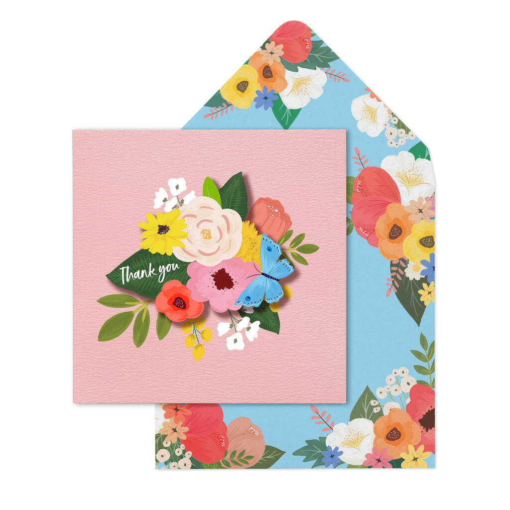 Handmade Thank You Flowers Card By Tache