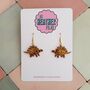 Orange Stegosaurus Dinosaur Glitter Resin Earrings / Jurassic Inspired Jewellery / Novelty Statement Accessories / Gift For Her, thumbnail 1 of 5