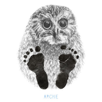 Personalised Baby Owl Footprint Kit, 5 of 5