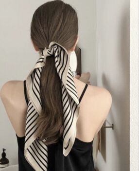 White Striped Large Neutral Square Scarf, 3 of 9