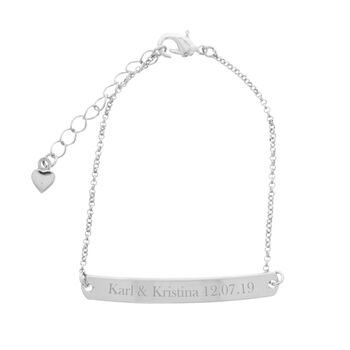 Personalised Silver Tone Bar Bracelet, 8 of 8