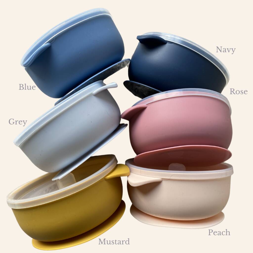 Silicone Suction Weaning Bowl With Lid And Spoon By Lily & Posie