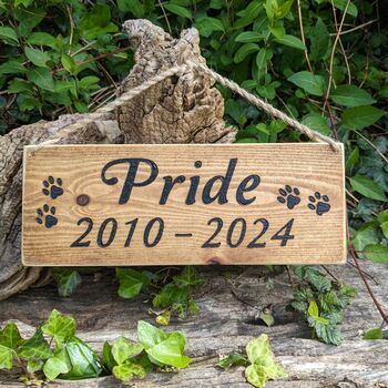 Hand Engraved Wooden Pet Memorial Plaque, 4 of 11
