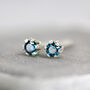 Tiny Blue Diamond Stud Earrings, thumbnail 1 of 9