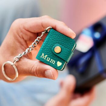 Personalised Leather Eight Photo Mini Book Keyring For Mum With Hot Stamped Initials, Name Or Date, 12 of 12