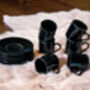 Set Of Six Porcelain Espresso Cup And Saucer Set Black, thumbnail 3 of 5