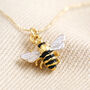 Tiny Gold Plated Enamel Bumblebee Pendant Necklace, thumbnail 1 of 5