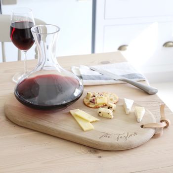 Personalised Wine Carafe And Oak Cheese Board Set, 3 of 11
