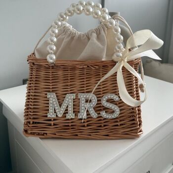 Personalised Wicker Pearl Bridal Hen Party Bag, 3 of 4