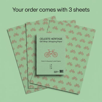 Celeste Heritage | Cycling Wrapping Paper | Wrapping Paper With Bicycle Motifs, 2 of 4