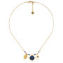 Three Dangle Blue And Gold Necklace, thumbnail 3 of 3